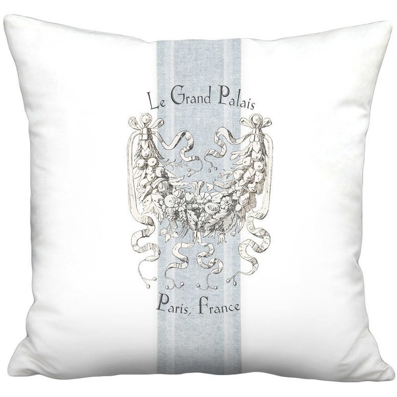 Le Grand Palais Blue Grain Sack Style Linen Cotton Pillow Cover