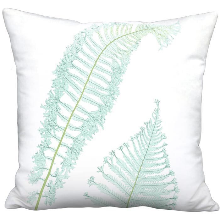 Sea Glass Crested Buckler Fern Linen Cotton Pillow Cover