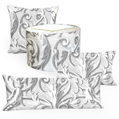 Scroll Works in Charcoal and White