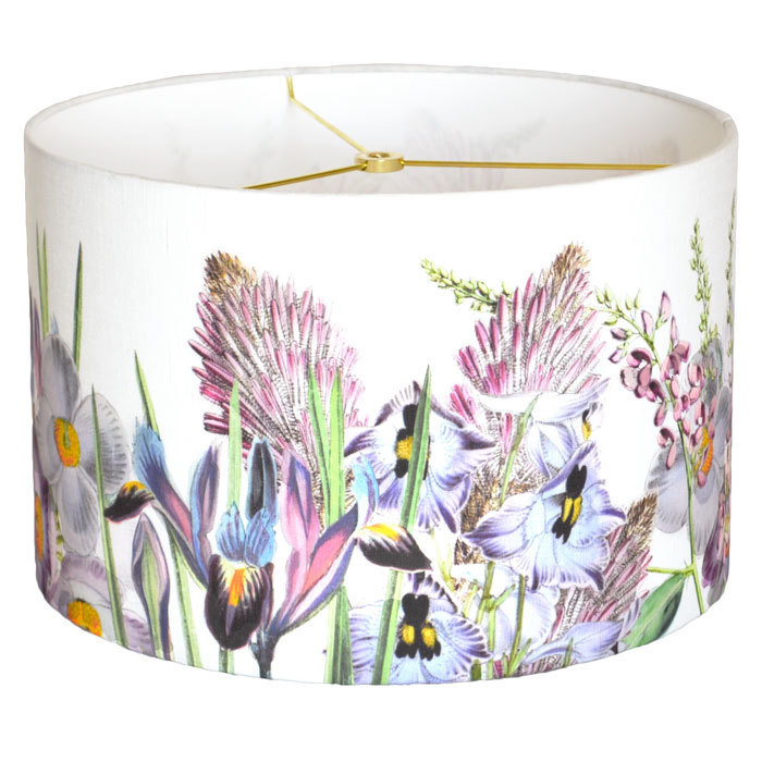 Radiant Orchid Garden Party Linen Cotton Drum Lamp Shade