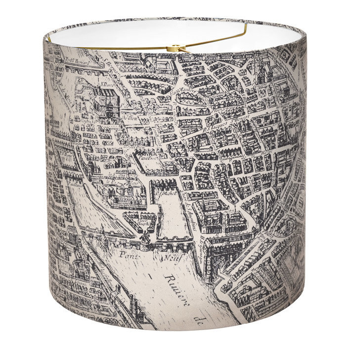 Plan de Paris Vintage City Map Linen Cotton Drum Lamp Shade
