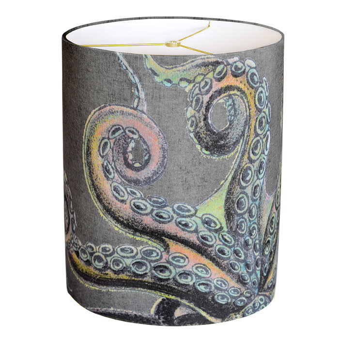 Lava Rock Octopus Linen Cotton Drum Lamp Shade