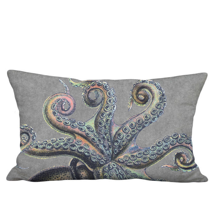 Lava Rock Octopus Linen Cotton Lumbar Pillow Cover