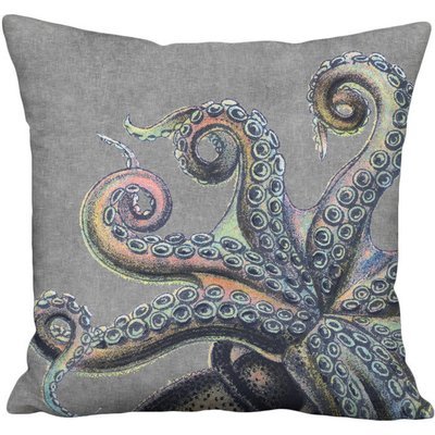 Lava Rock Octopus Linen Cotton Pillow Cover - Right Facing