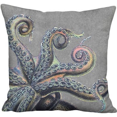 Lava Rock Octopus Linen Cotton Pillow Cover - Left Facing