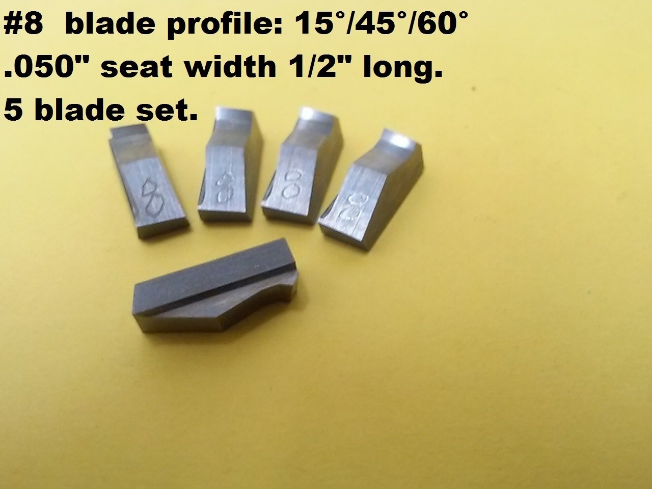 3 angle valve seat cutter blades #8 NEW profile:15°/45°60° X.050" seat 5 pack,