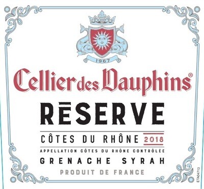Cellier des Dauphins Cotes du Rhone Reserve 2018 (12-pack) *SALE* Cellier des Dauphins Cotes du Rhone Reserve 2018 (12-pack) *SALE*