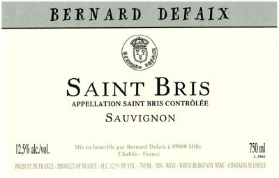 Domaine Bernard Defaix Saint-Bris Sauvignon Blanc 2018 *SALE* Domaine Bernard Defaix Saint-Bris Sauvignon Blanc 2018 *SALE*