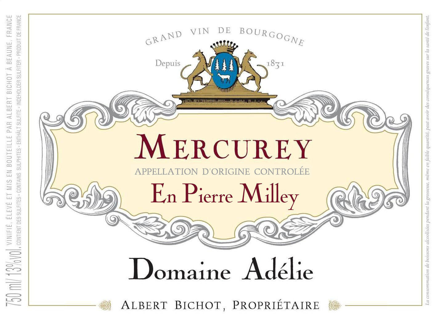 Albert Bichot (Domaine Adelie) Mercurey En Pierre Milley 2019