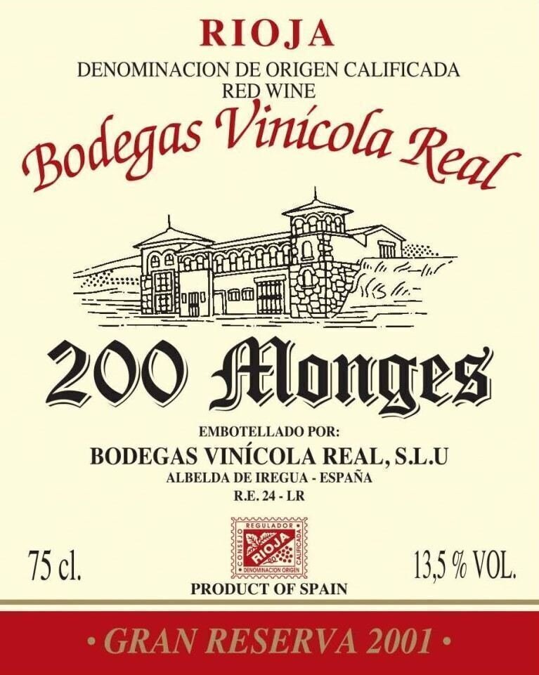 Bodegas Vinicola Real 200 Monges Gran Reserva 2001