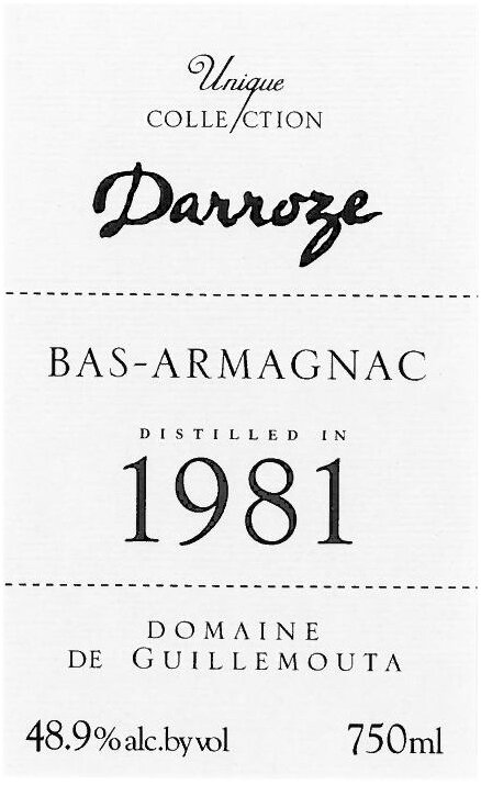 Francis Darroze Armagnac Chateau de la Guillemouta 1981