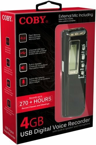 Coby CVR-20 USB Digital Voice Recorder with Built-in Mic, Voice Recorder