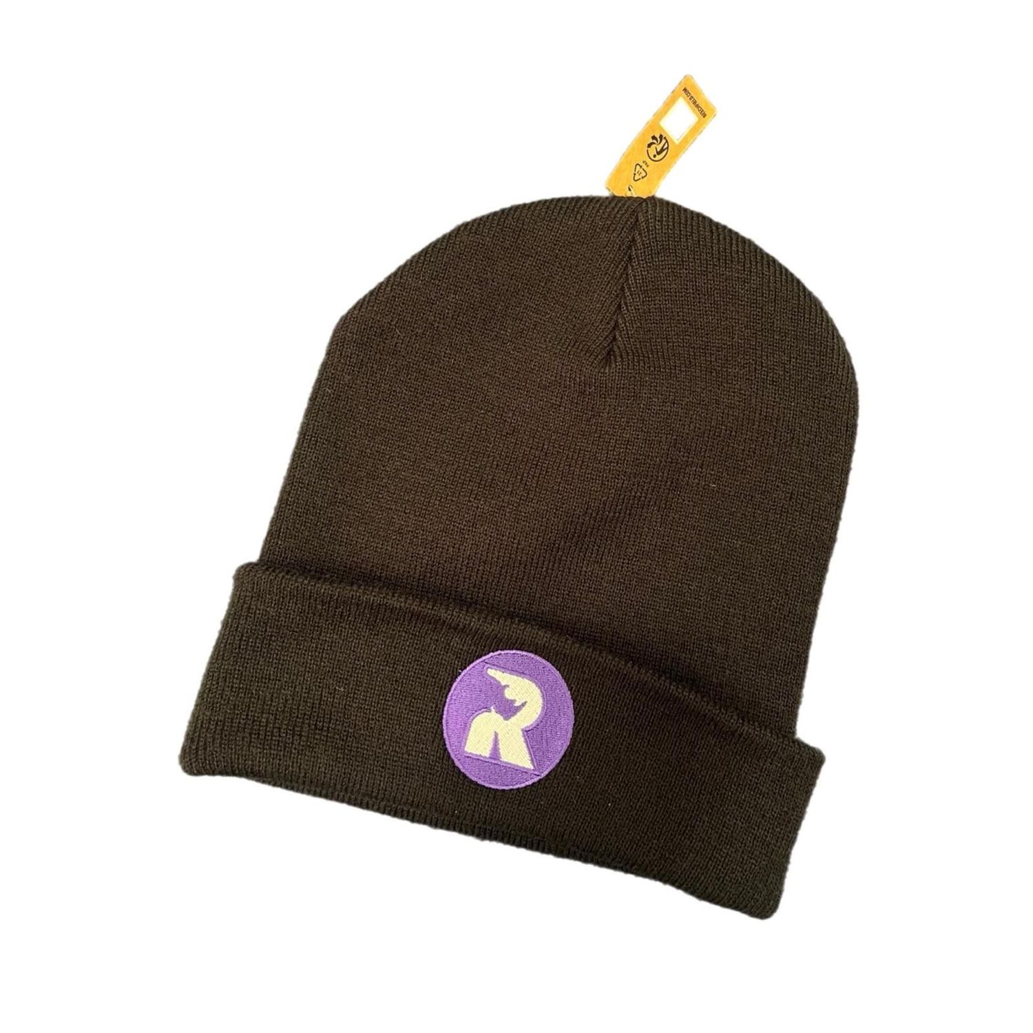 Black Beanie Purple Logo