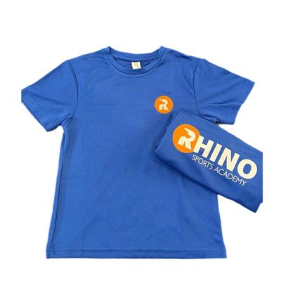Blue T-shirt Orange logo - M