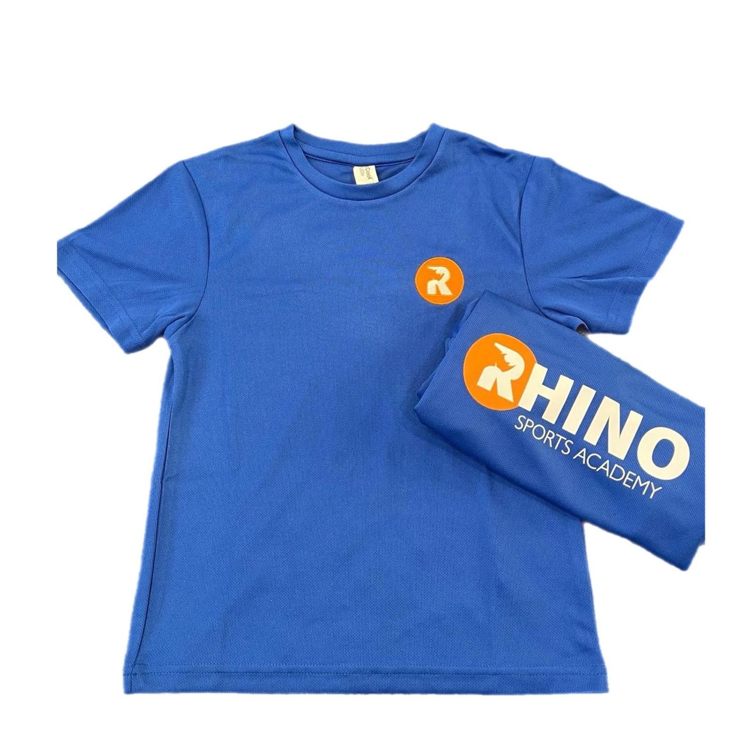 Blue T-shirt Orange logo - S