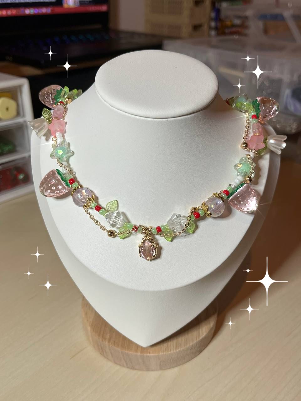 Handmade Cottagecore Fairycore Strawberry Necklace