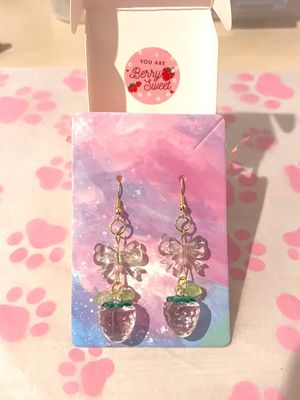 Handmade Cottagecore Fairycore Strawberry Bracelet and Earrings