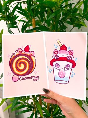 Meowberry the Cat Art Print – Cute Kawaii Cat Illustration, Wall Decor Gift for Cat Lovers