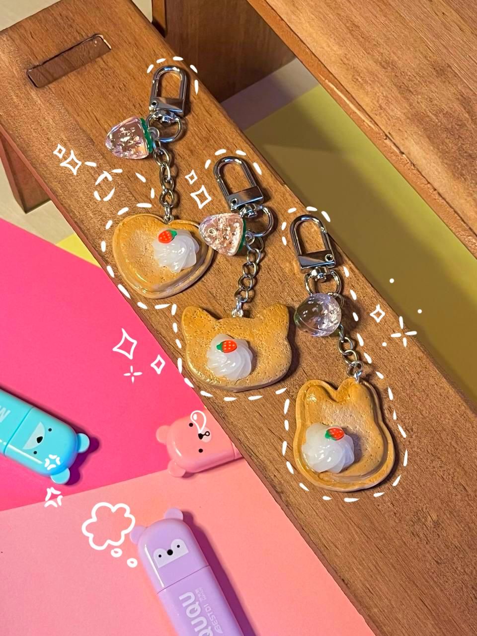 Handmade Clay Cat, Bunny &amp; Heart Magnet or Keychain – Cute Kawaii Animal Charm Gift
