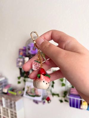 Meowberry the Cat Handmade Clay Keychain