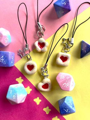 Linzer Cookie Clay Phone Charm – Handmade Polymer Clay Dessert Charm, Cute Gift for Her