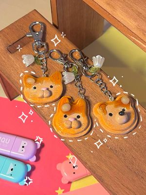 Cat Cookie Bunny &amp; Bear Clay Magnet or Keychain – Cute Polymer Clay Gift, Kawaii Accessories