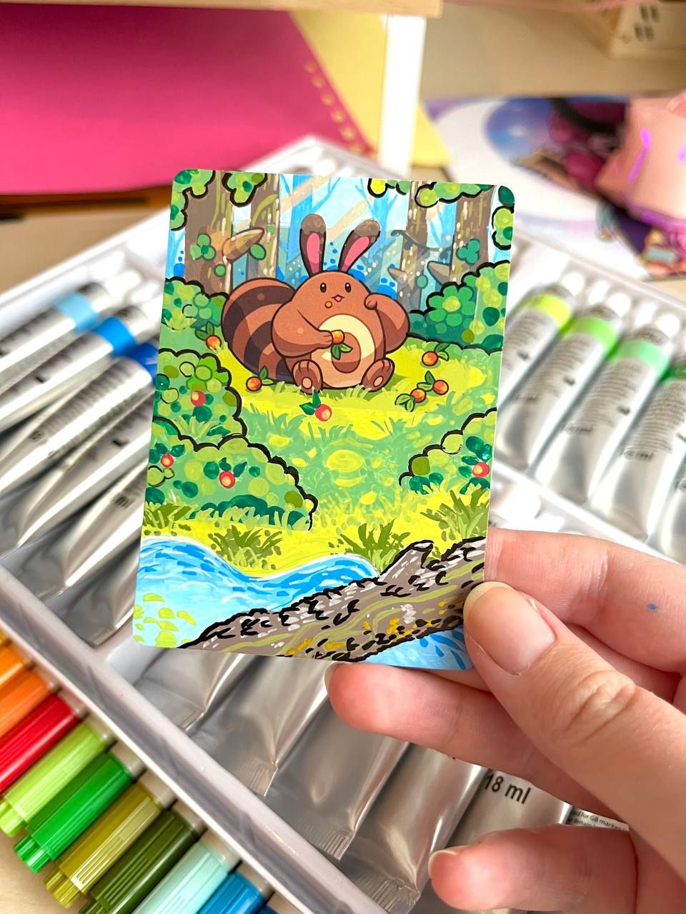 Handpainted Sentret Pokemon Card