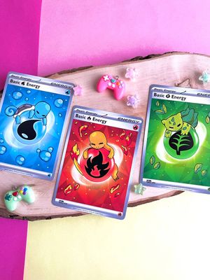 Handpainted Charmander, Bulbasaur and Squirtle Pokemon Card