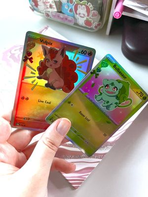 Bulbasaur and Vulpix Handmade Pokemon Card