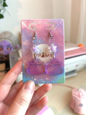 Ditto Earrings and Keychains from Pokopia