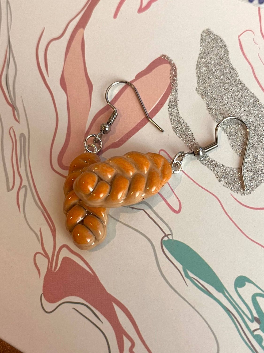 Handmade Clay Bread Loaf Earrings