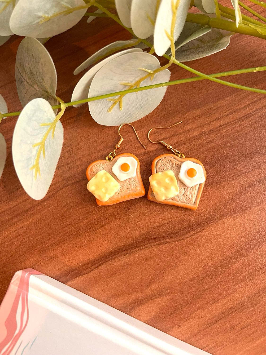 Handmade Clay Egg Sandwich Earrings