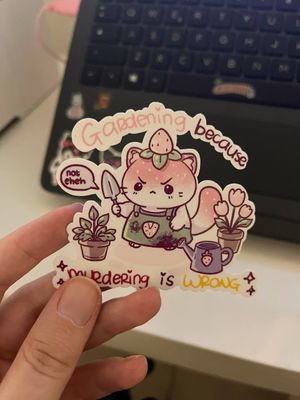 Meowberry the Cat Sticker – Gardening because Murdering is WRONG