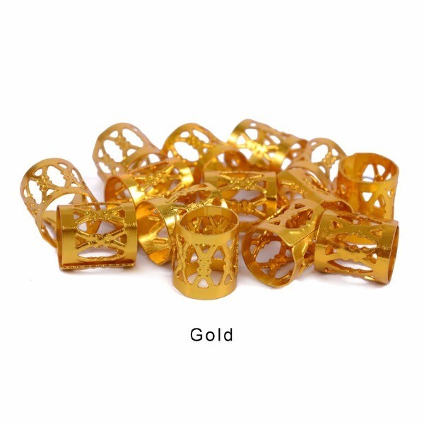 Anillos Dorados de decoración para trenzas y rastas africanas