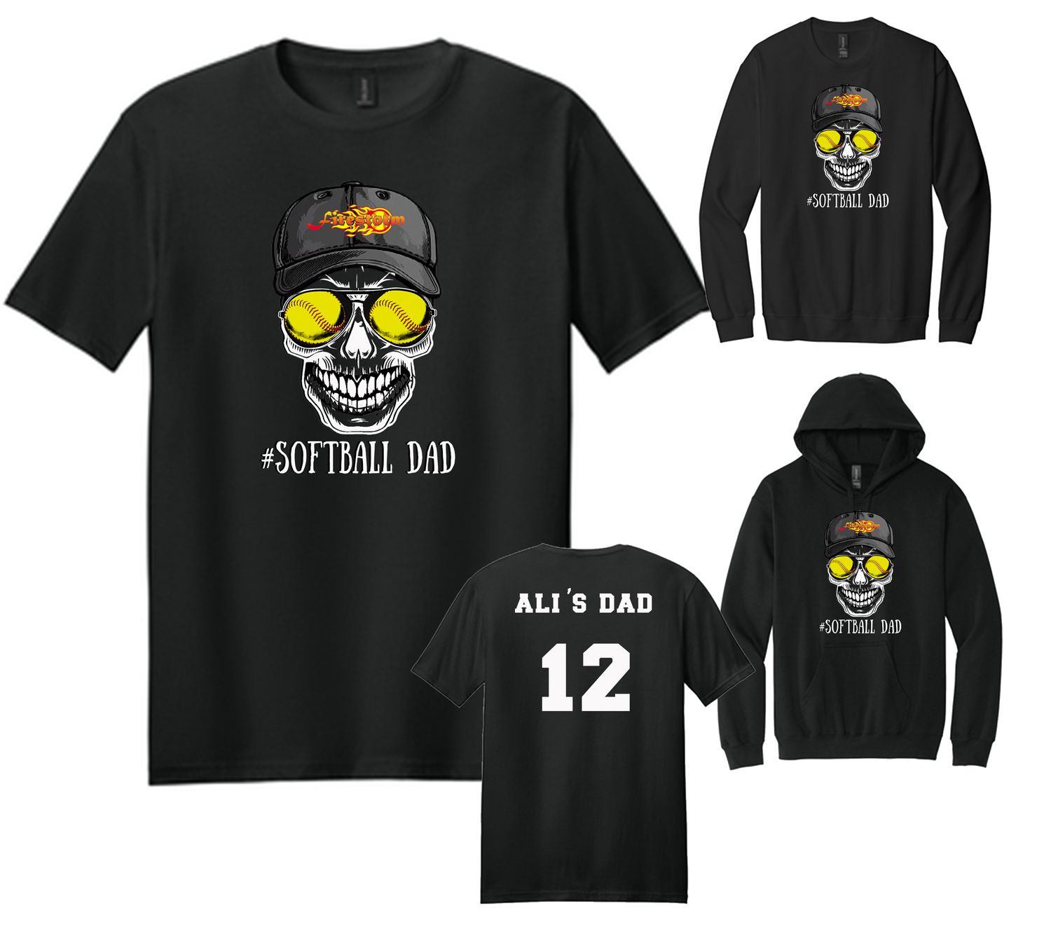 Softball Dad Happy Skull