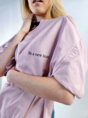 Majica kratek rokav &quot;be a new icon&quot;- roza