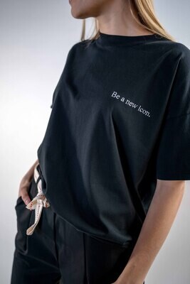 Majica kratek rokav &quot;be a new icon&quot;- črna
