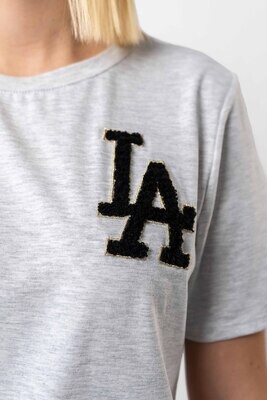 Majica kratek rokav z napisom LA -siva