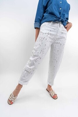 Jeans hlače bele z raztrganinami