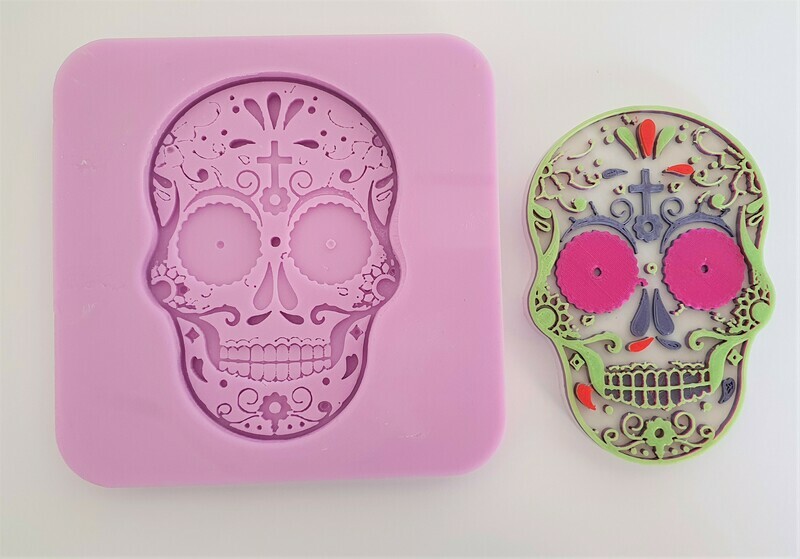 HALLOWEEN DAY OF THE DEAD FLORAL SKULL SILICONE MOULD