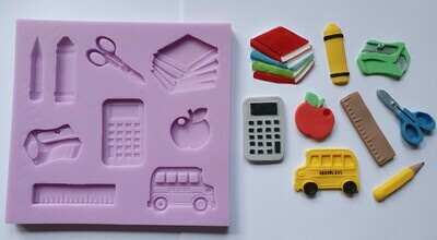 LARGE SCHOOL, TEACHER, EDUCATION SET SILICONE MOULD
