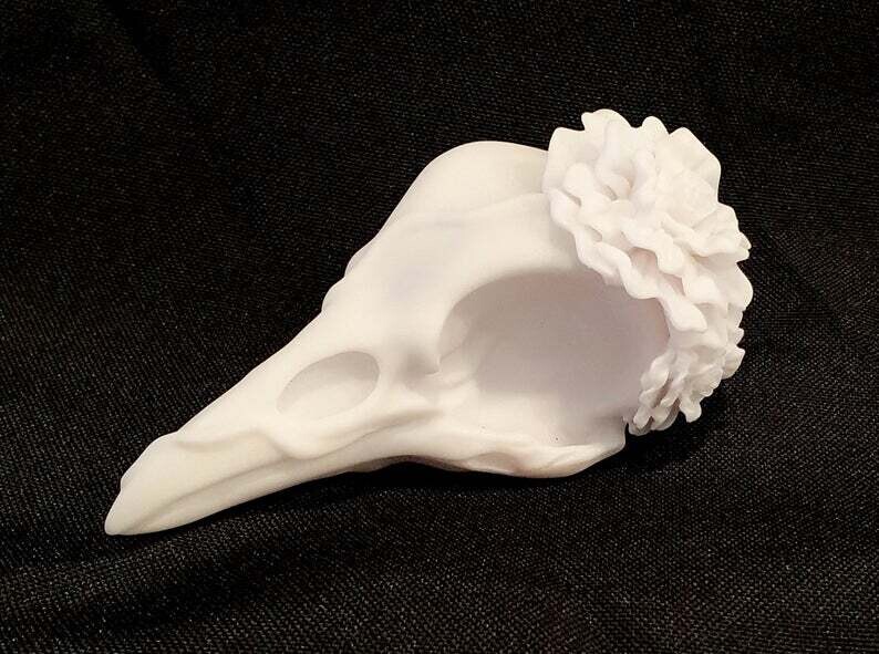 EMLEMS 3D FLORAL RAVEN SKULL SILICONE MOULD