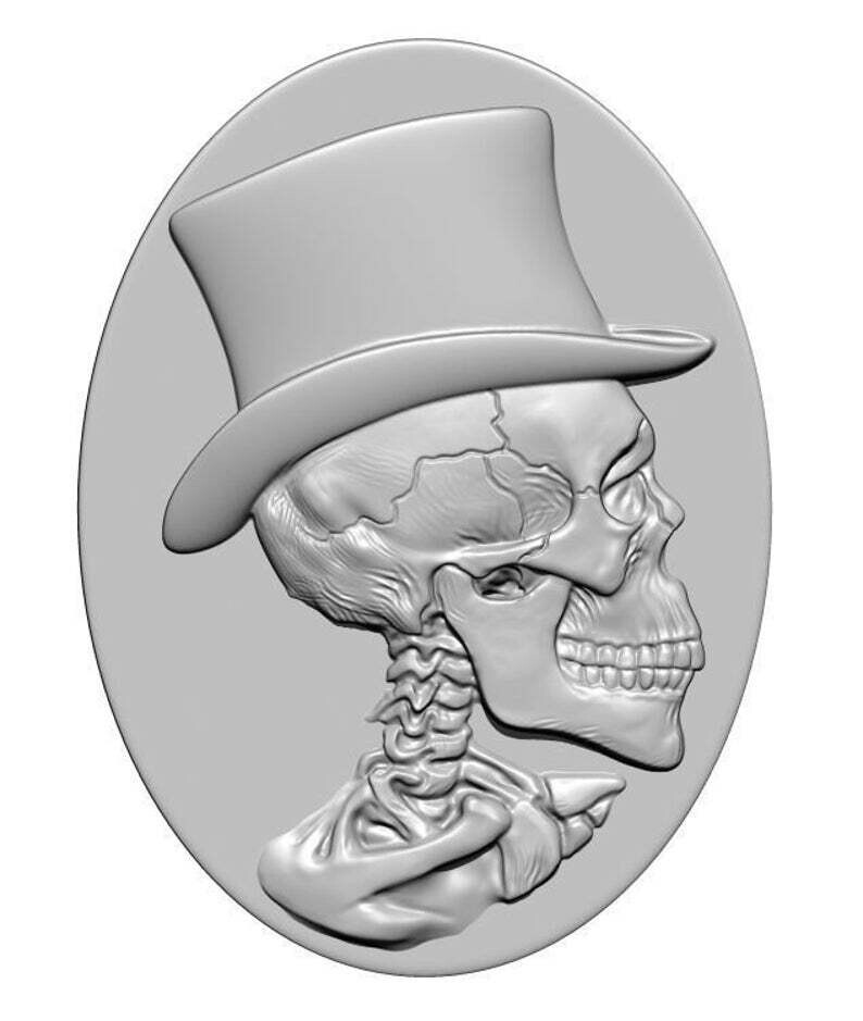 LARGE SKULL IN TOP HAT SILICONE MOULD