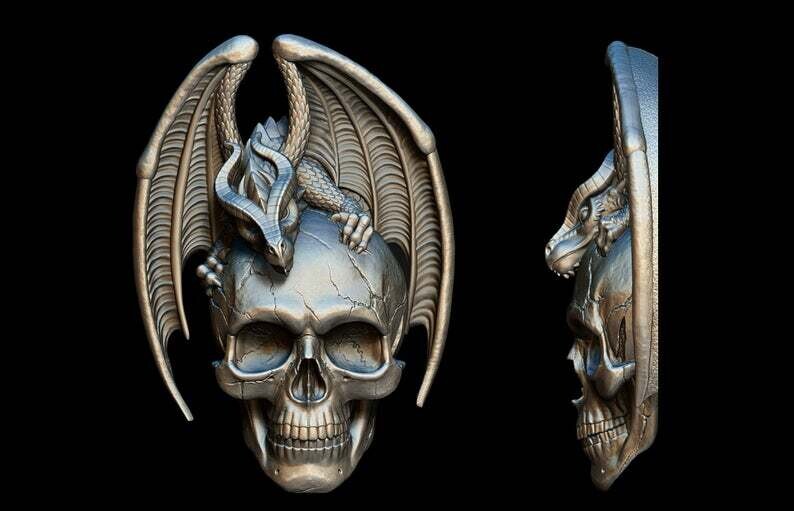 LARGE DRAGON ON SKULL SILICONE MOULD