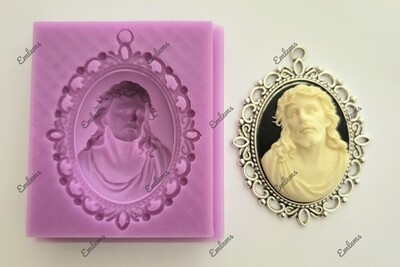 EMLEMS JESUS IN CROWN OF THORNS CRUCIFIXION CAMEO SILICONE MOULD