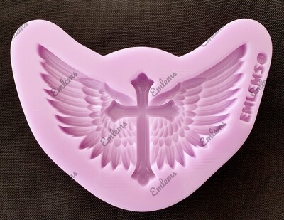 EMLEMS BEAUTIFUL CROSS ON ANGEL WINGS SILICONE MOULD