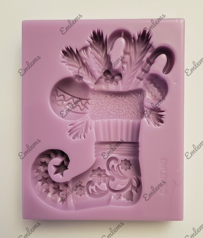 EMLEMS ORNATE CHRISTMAS STOCKING DECORATION SILICONE MOULD