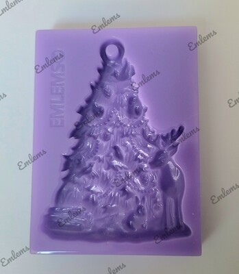 EMLEMS CHRISTMAS TREE WITH DEER AND RABBIT DECORATION SILICONE MOULD