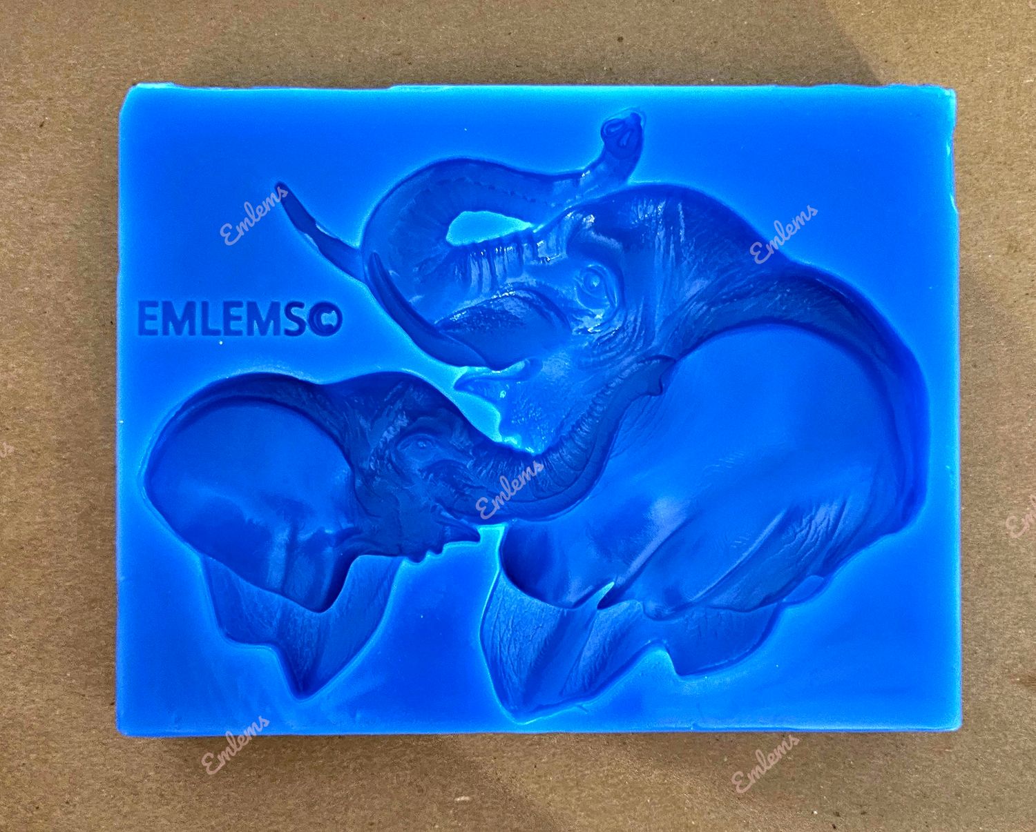 Emlems Jungle Mother and Baby Elephants silicone mould food safe, also for resin, clay, wax and more