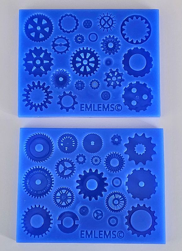 EMLEMS SMALL STEAMPUNK COGS SET OF TWO  MOULDS SILICONE MOULD